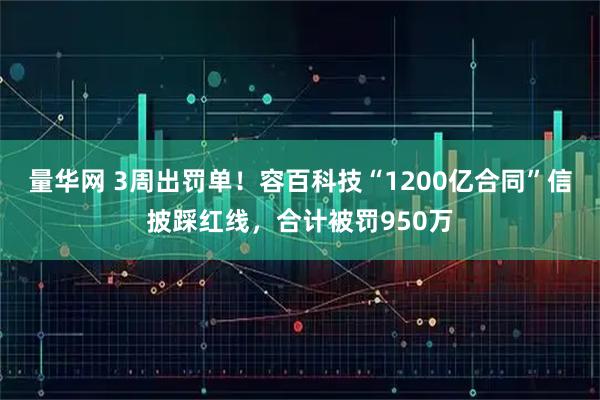 量华网 3周出罚单！容百科技“1200亿合同”信披踩红线，合计被罚950万